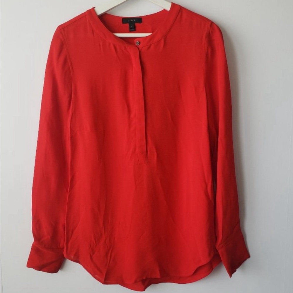 J. Crew Women’s top. Lovely red! Crepe Tunic Long Sleeve. Size 4